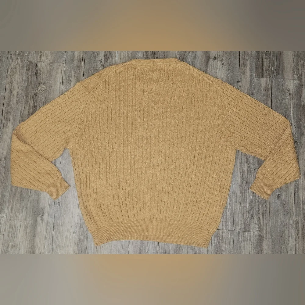 Jos. A. Bank‎ Cable-knit Crewneck Sweater Gold Mustard Yellow Color Mens 2XL.